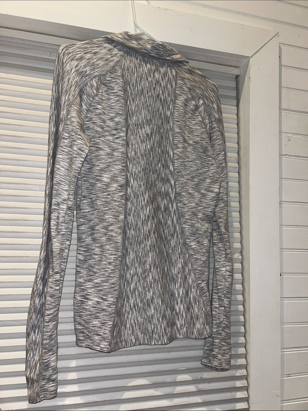 Vintage Athleta Quarter Zip Heathered Gray Space Dye | Large | Thumb Holes - Picture 2 of 9